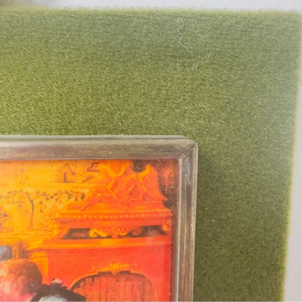 Vintage Framed Velvet Print Cameo 60-70's The Garter 5x6.5 See Story Description